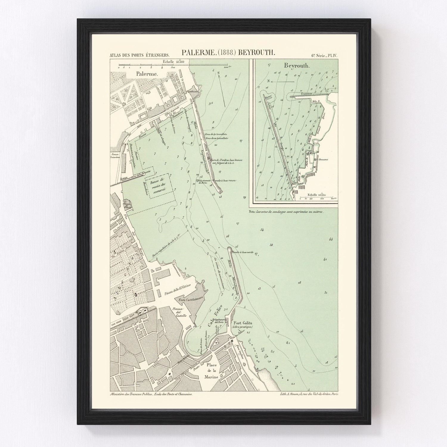 Vintage Map of Palermo, Italy 1888
