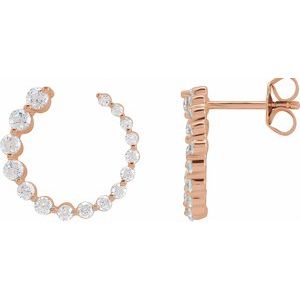 14K Rose Gold 7/8 CTW Natural Diamond Front-Back Earrings