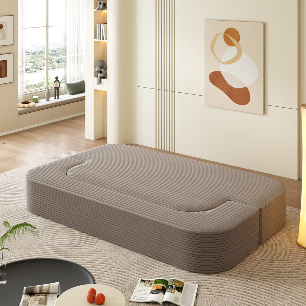 78.7' Modern 2-in-1 Foldable Sofa with Functional Blanket and 2 Soft Pillows,Comfortable Plush Corduroy Fabric Sofa, Convertible Sleeper Sofa Bed, Deep Seat Sofa Couch for Living Room, Bedroom