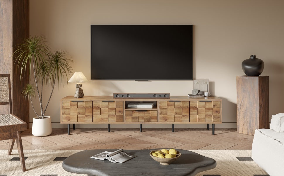 78' TV Stand for 85 75 65 Inch TV, TV Consoles for Living Room, Entertainment Center Wood TV Media with Storage