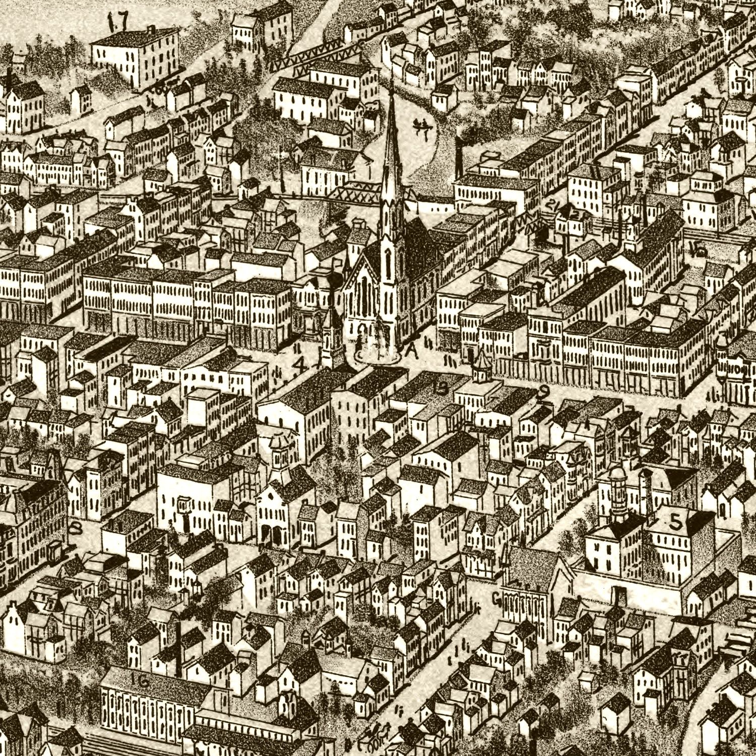 Vintage Map of Chambersburg, Pennsylvania 1885