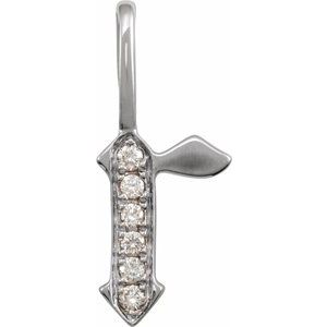14K White Gold .06 CTW Natural Diamond Gothic Initial R Charm/Pendant