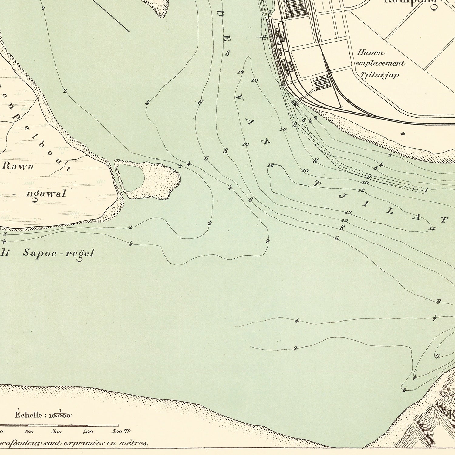 Vintage Map of Cilacap, Indonesia 1888