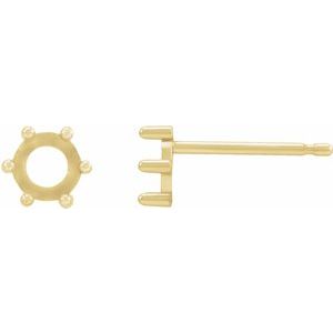 14K Yellow Gold 5 mm Round Rose-Cut Earring Mounting