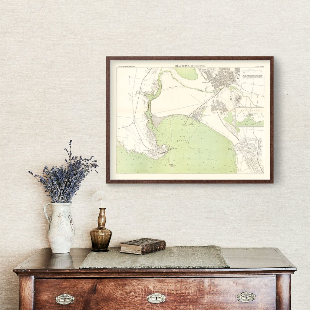 Vintage Map of Melbourne, Australia 1887