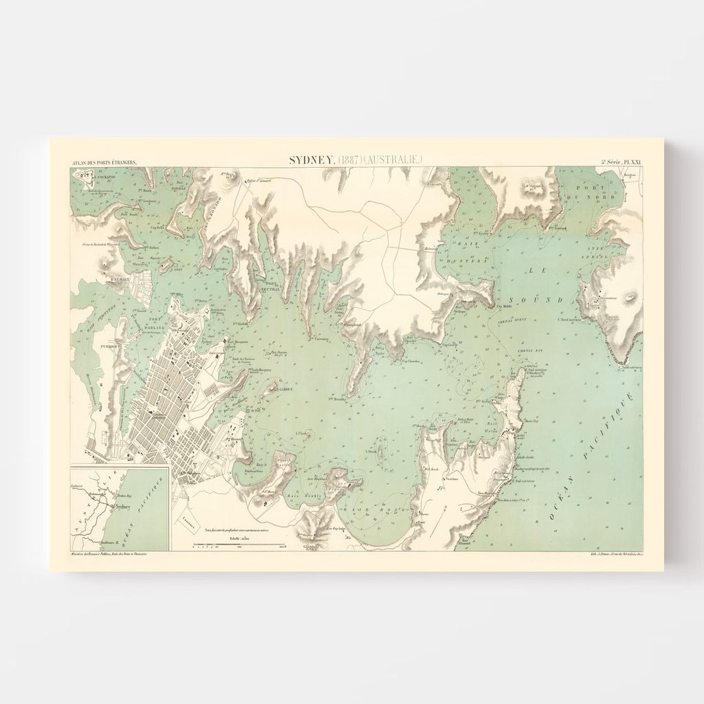 Vintage Map of Sydney, Australia 1887