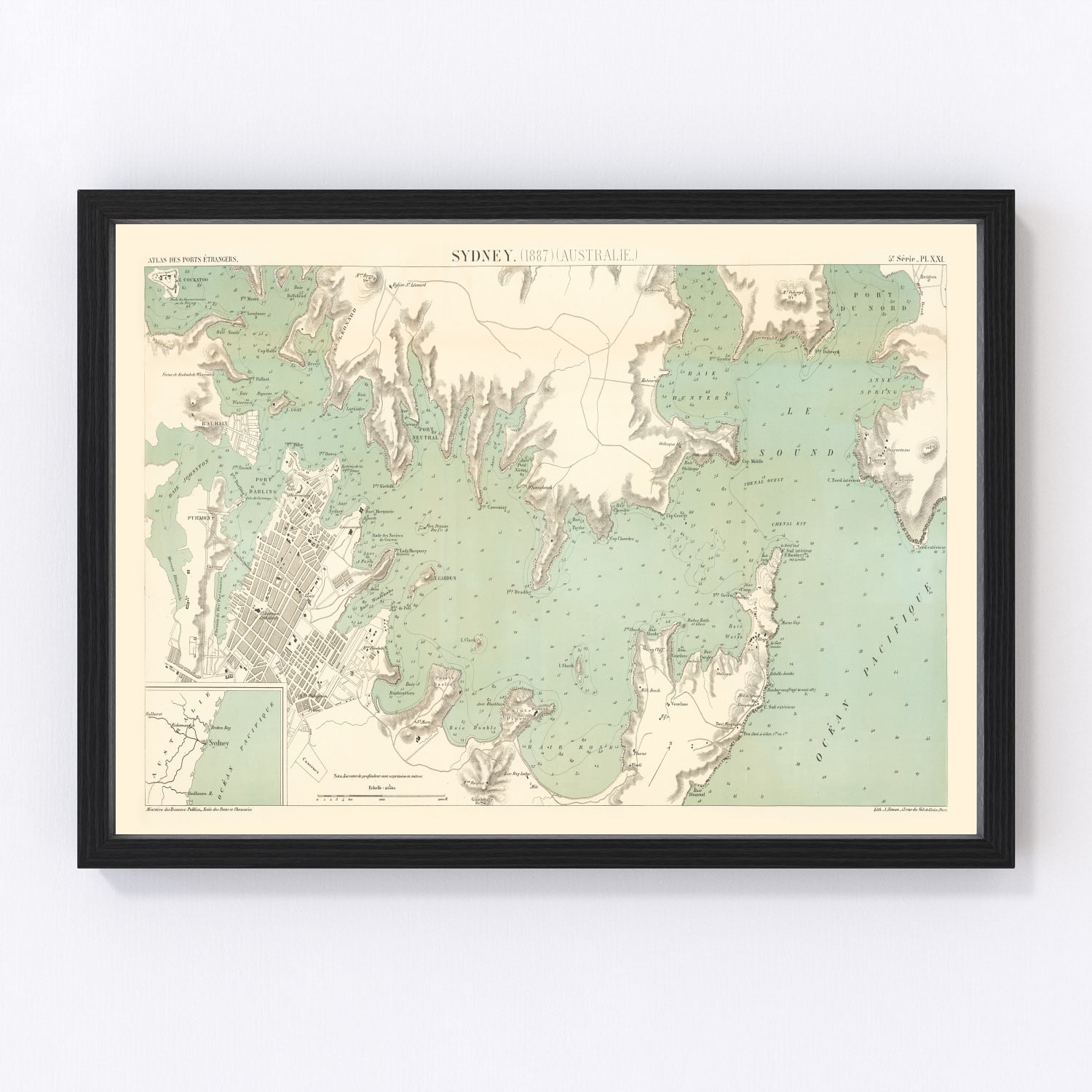 Vintage Map of Sydney, Australia 1887