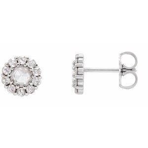 Platinum 1/4 CTW Rose-Cut Natural Diamond Halo-Style Earrings