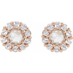 14K Rose Gold 1/2 CTW Rose-Cut Natural Diamond Halo-Style Earrings – image 2