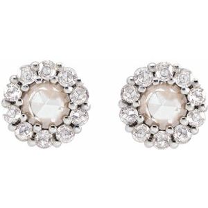 Platinum 1/4 CTW Rose-Cut Natural Diamond Halo-Style Earrings – image 2