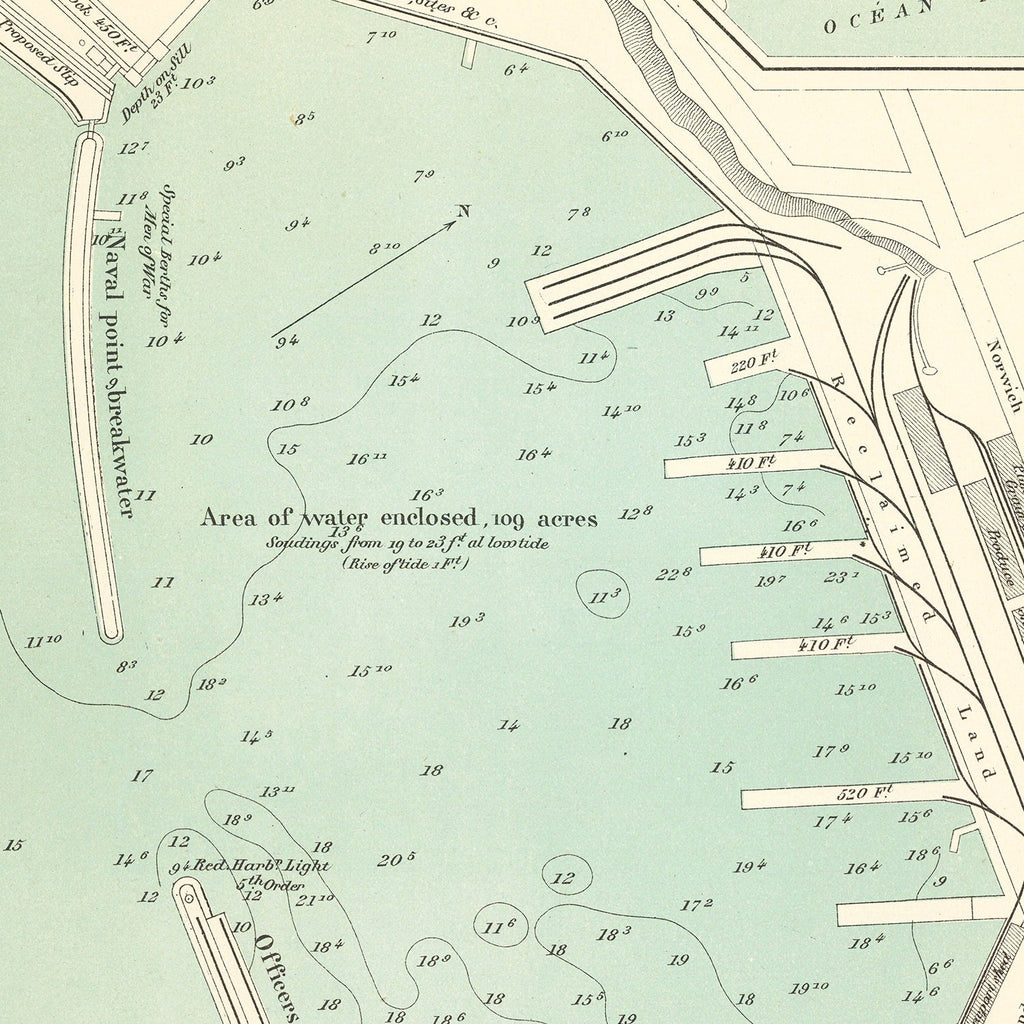 Vintage Map of Lyttelton, New Zealand 1889