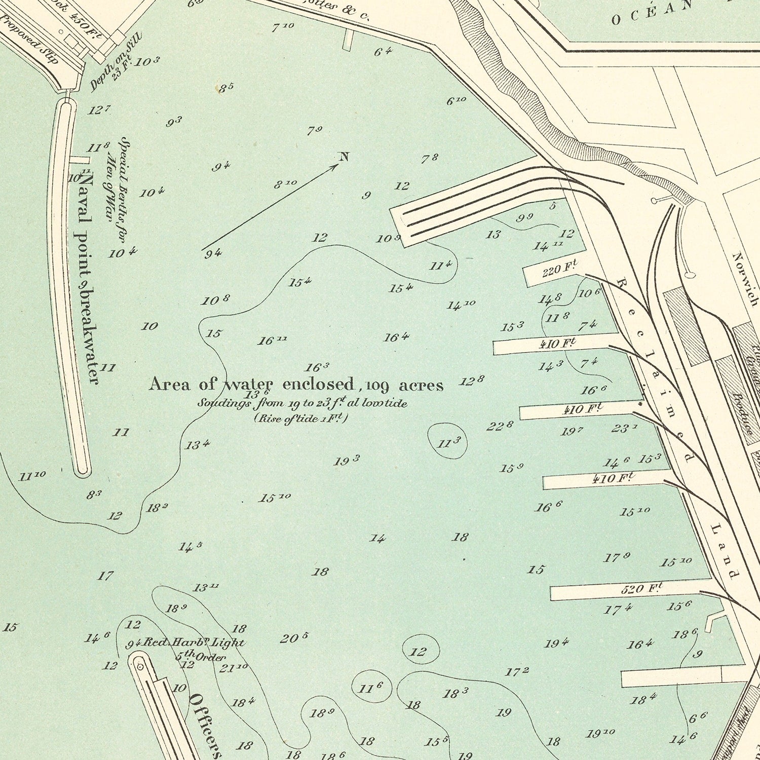 Vintage Map of Lyttelton, New Zealand 1889