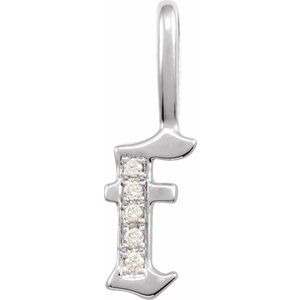 14K White Gold .04 CTW Natural Diamond Gothic Initial F Charm/Pendant