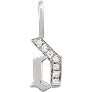 14K White Gold .05 CTW Natural Diamond Gothic Initial D Charm/Pendant