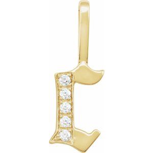 14K Yellow Gold .05 CTW Natural Diamond Gothic Initial C Charm/Pendant