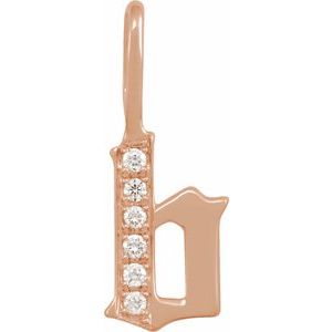 14K Rose .05 CTW Natural Diamond Gothic Initial B Charm/Pendant