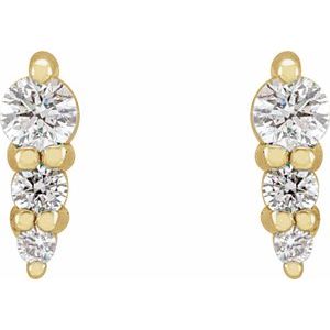 14K Yellow Gold .08 CTW Natural Diamond Graduated Bar Earrings