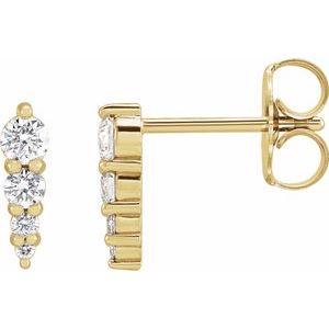 14K Yellow Gold 1/5 CTW Natural Diamond Graduated Bar Earrings