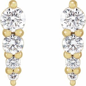 14K Yellow Gold 1/5 CTW Natural Diamond Graduated Bar Earrings – image 2
