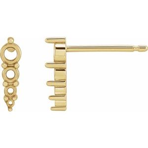 14K Yellow Gold 2.5 mm Round 4-Stone Graduated Bar Earring Mounting