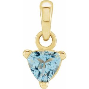 14K Yellow Gold 4x4x4 mm Trillion Natural Aquamarine Pendant