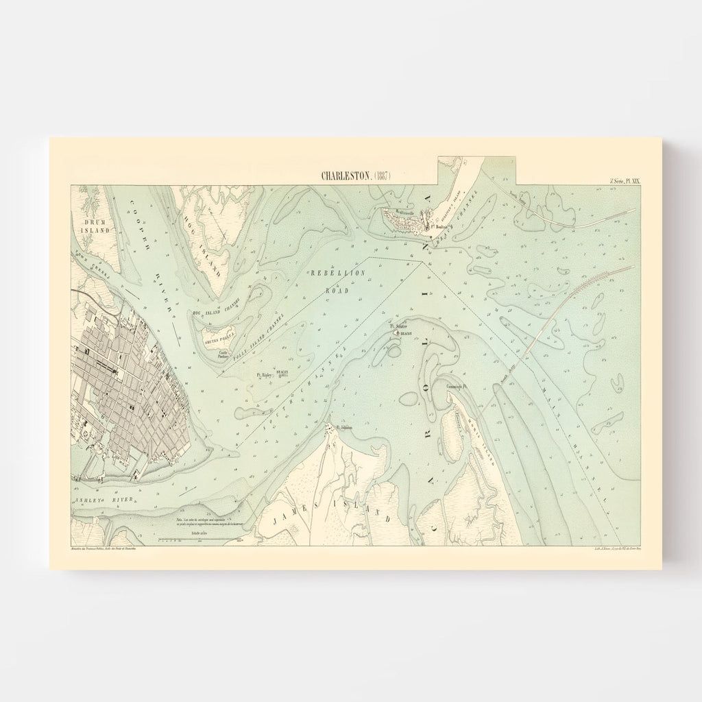 Vintage Map of Charleston, South Carolina 1887