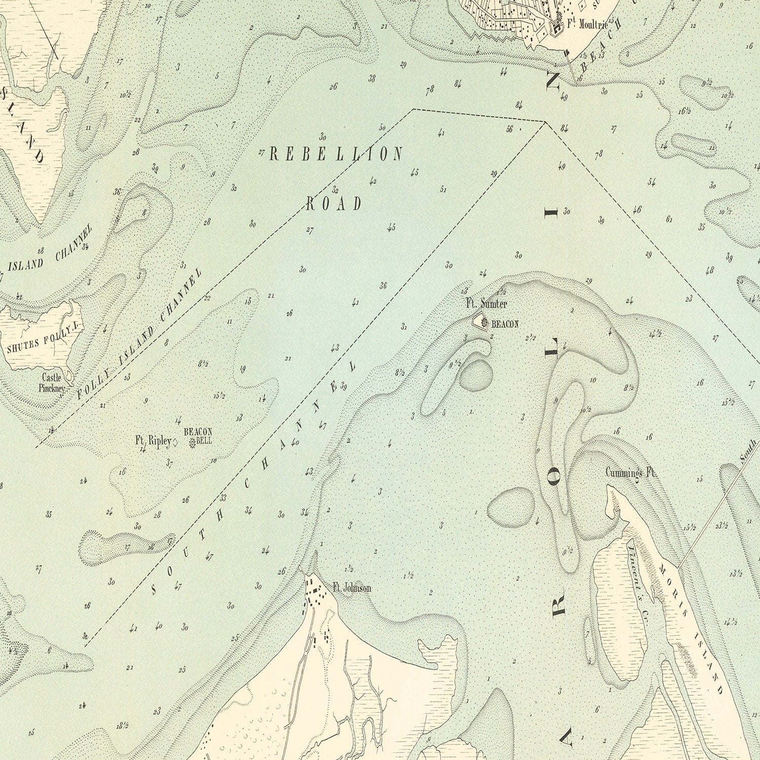 Vintage Map of Charleston, South Carolina 1887