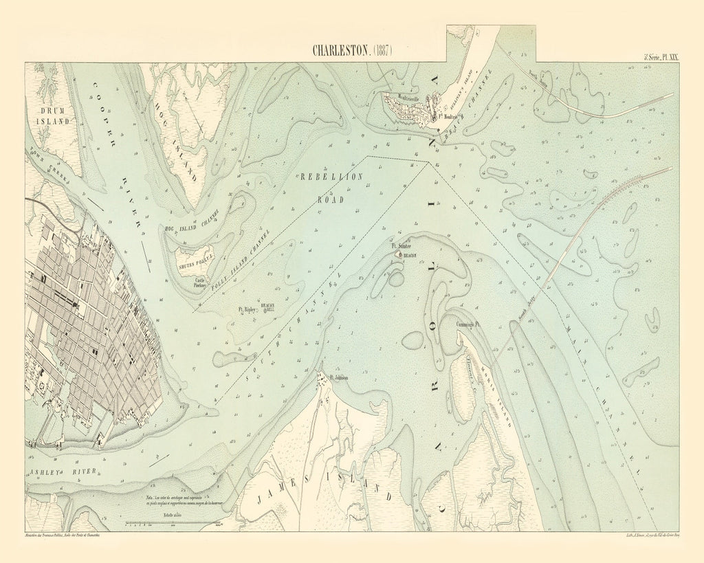 Vintage Map of Charleston, South Carolina 1887