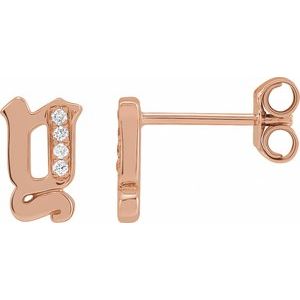 14K Rose Gold .02 CTW Natural Diamond Gothic Initial Y Earring