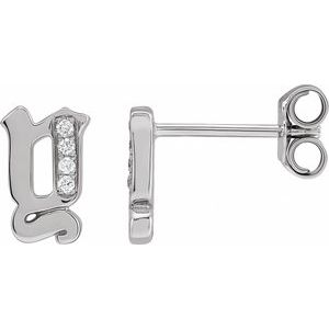 14K White Gold .02 CTW Natural Diamond Gothic Initial Y Earring