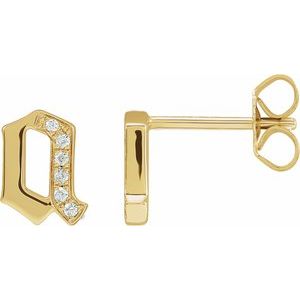 Accented Gothic Initial Earrings