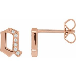 14K Rose Gold .03 CTW Natural Diamond Gothic Initial A Earring