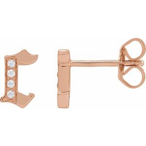 14K Rose Gold .03 CTW Natural Diamond Gothic Initial C Earring