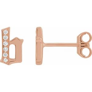14K Rose Gold .03 CTW Natural Diamond Gothic Initial B Earring