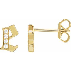 14K Yellow Gold .03 CTW Natural Diamond Gothic Initial E Earring