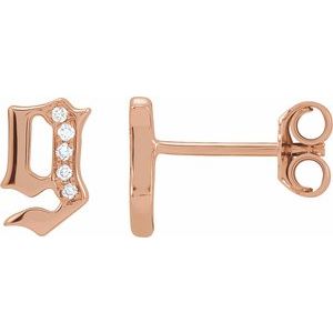 14K Rose Gold .02 CTW Natural Diamond Gothic Initial G Earring