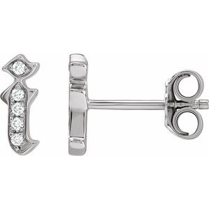 14K White Gold .02 CTW Natural Diamond Gothic Initial I Earring