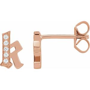 14K Rose Gold .025 CTW Natural Diamond Gothic Initial K Earring