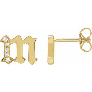 Accented Gothic Initial Earrings