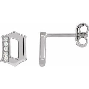 14K White Gold .02 CTW Natural Diamond Gothic Initial O Earring