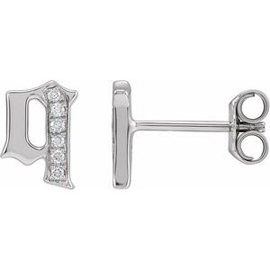 14K White Gold .03 CTW Natural Diamond Gothic Initial Q Earring