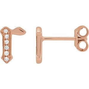14K Rose Gold .03 CTW Natural Diamond Gothic Initial R Earring