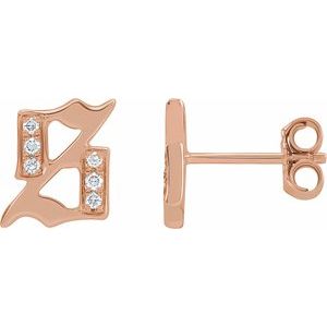 14K Rose Gold .03 CTW Natural Diamond Gothic Initial S Earring