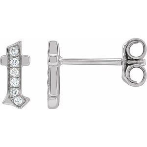 14K White Gold .03 CTW Natural Diamond Gothic Initial T Earring
