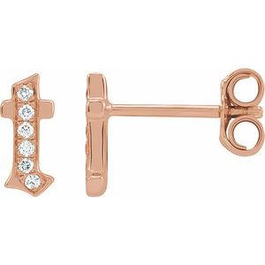 14K Rose Gold .03 CTW Natural Diamond Gothic Initial T Earring