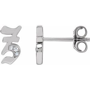 14K White Gold .01 CTW Natural Diamond Gothic Initial Z Earring