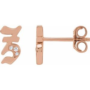 14K Rose Gold .01 CTW Natural Diamond Gothic Initial Z Earring