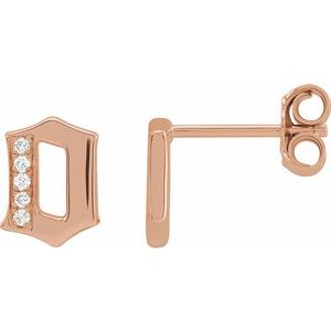 14K Rose Gold .02 CTW Natural Diamond Gothic Initial O Earring