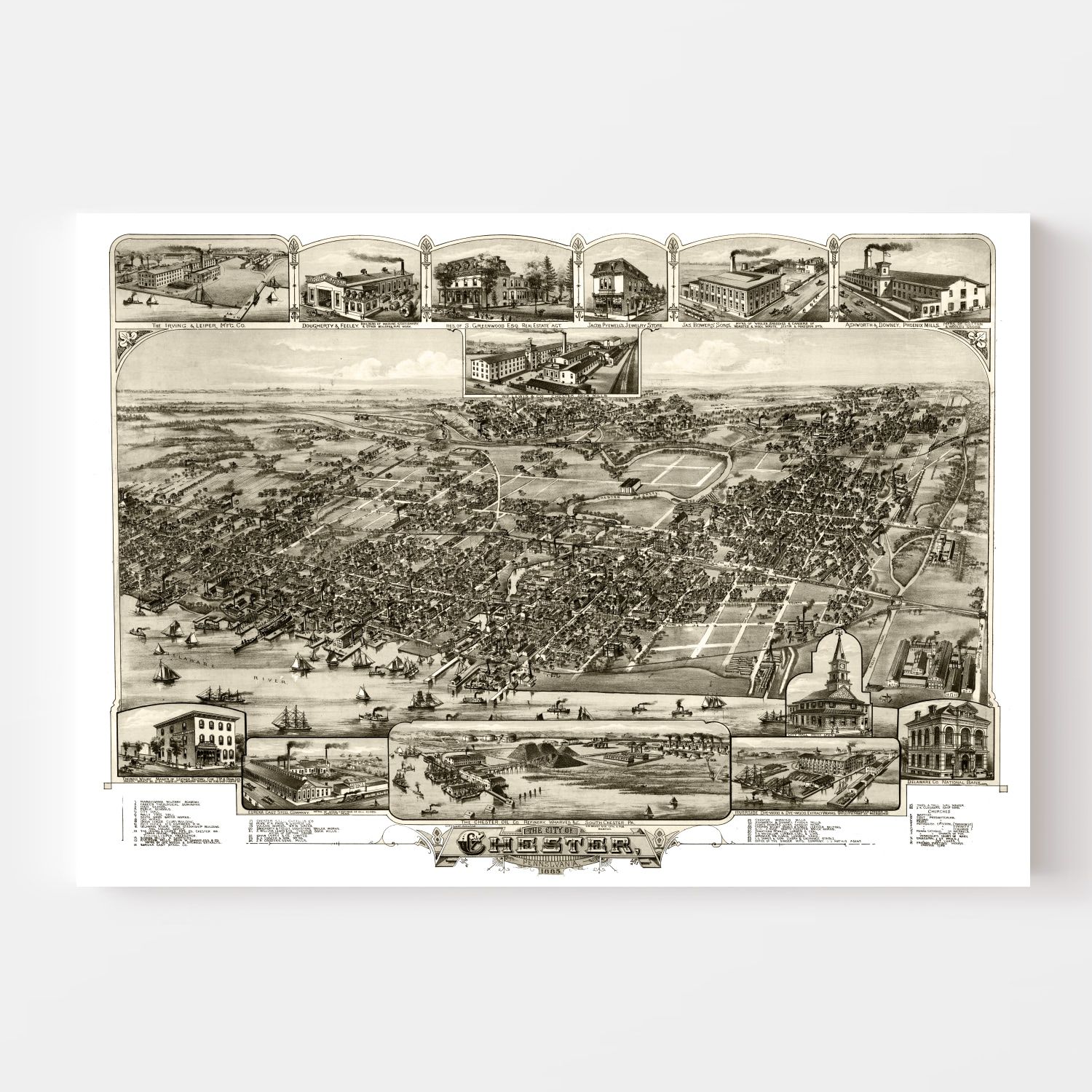Vintage Map of Chester, Pennsylvania 1895