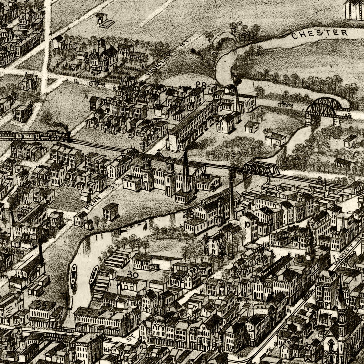 Vintage Map of Chester, Pennsylvania 1895